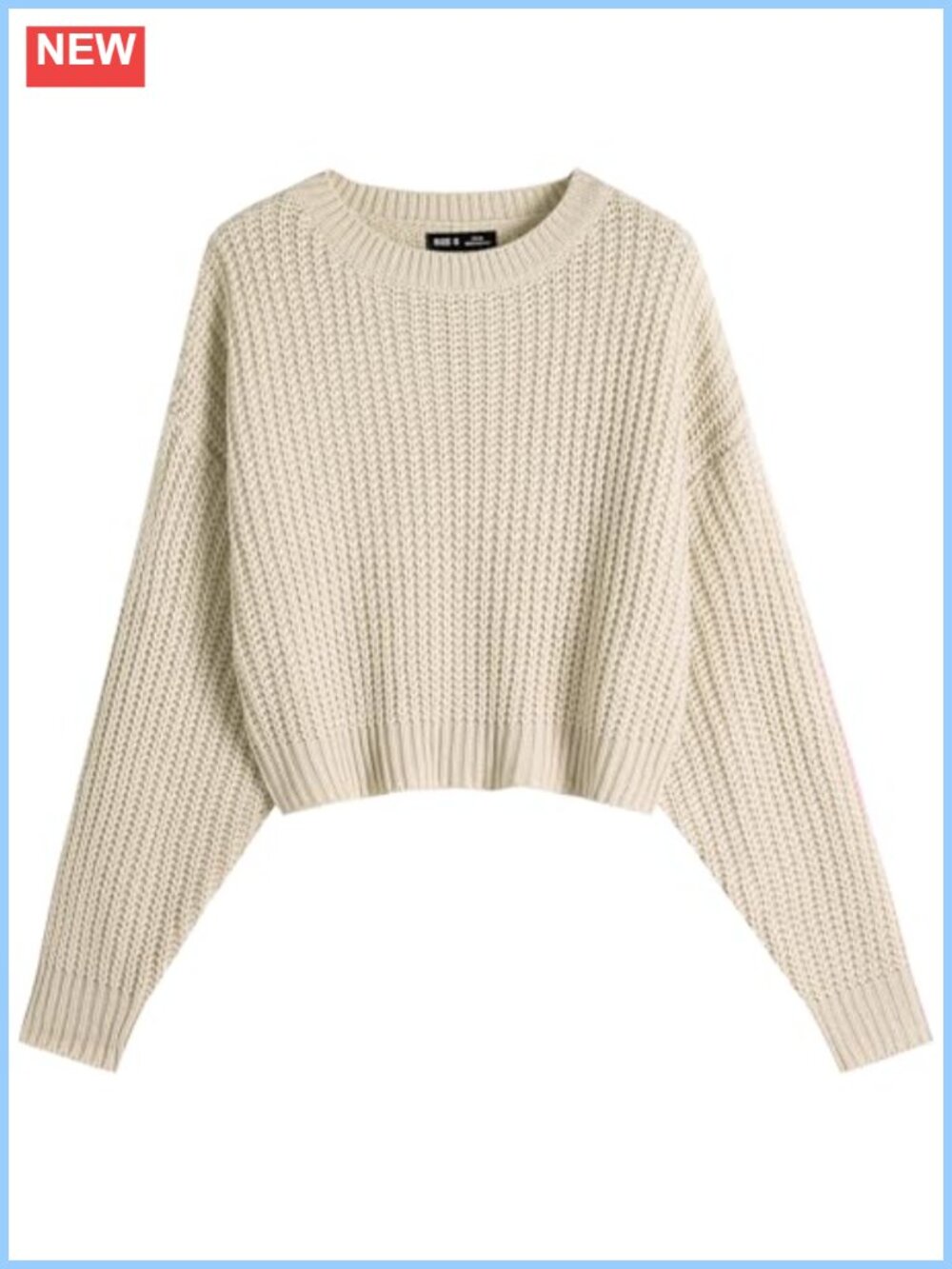 Women's Batwing Cropped Knit Sweater Crew Neck Pullover